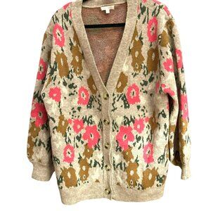 Flying Tomato Women's Cottagecore Floral Knit Cardigan Small Grandpa Sweater